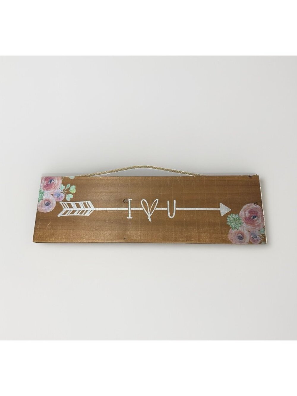 Wood Sign I Love You Floral Print Farmhouse Lightweight  20 X 6 Hanging Wall Art